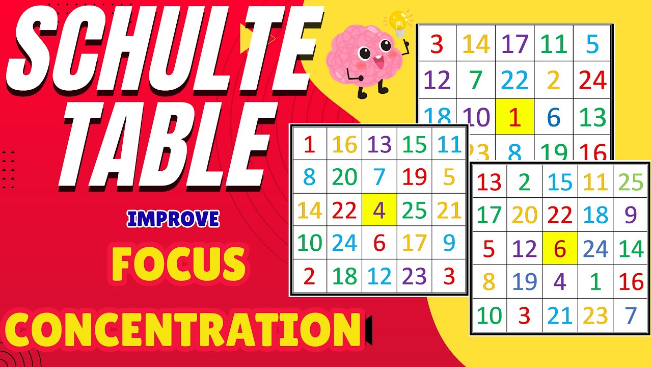SCHULTE TABLE BRAIN EXERCISE | 20 SCHULTE TABLE | SCHULTE TABLE GAME 