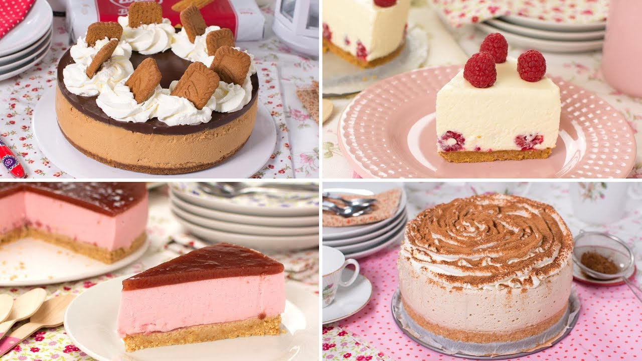 4 Tartas SIN HORNO Fáciles y Deliciosas ¿Cual te Gusta Más?