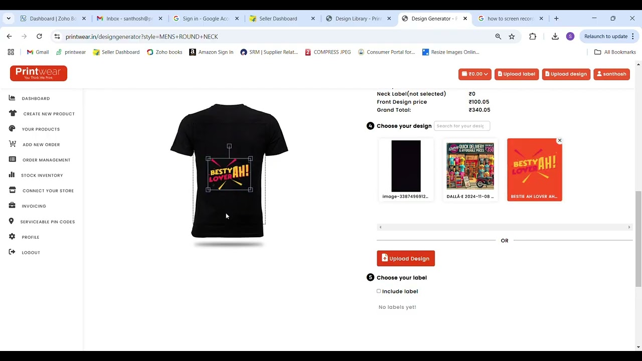 How to place orders on printwear website