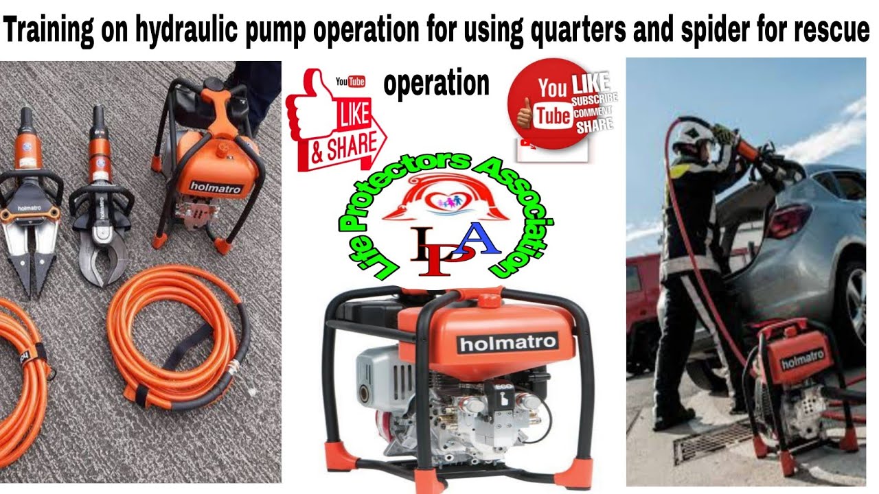 Training on hydrauic pump operation for using cutter n spreader for rescue operation