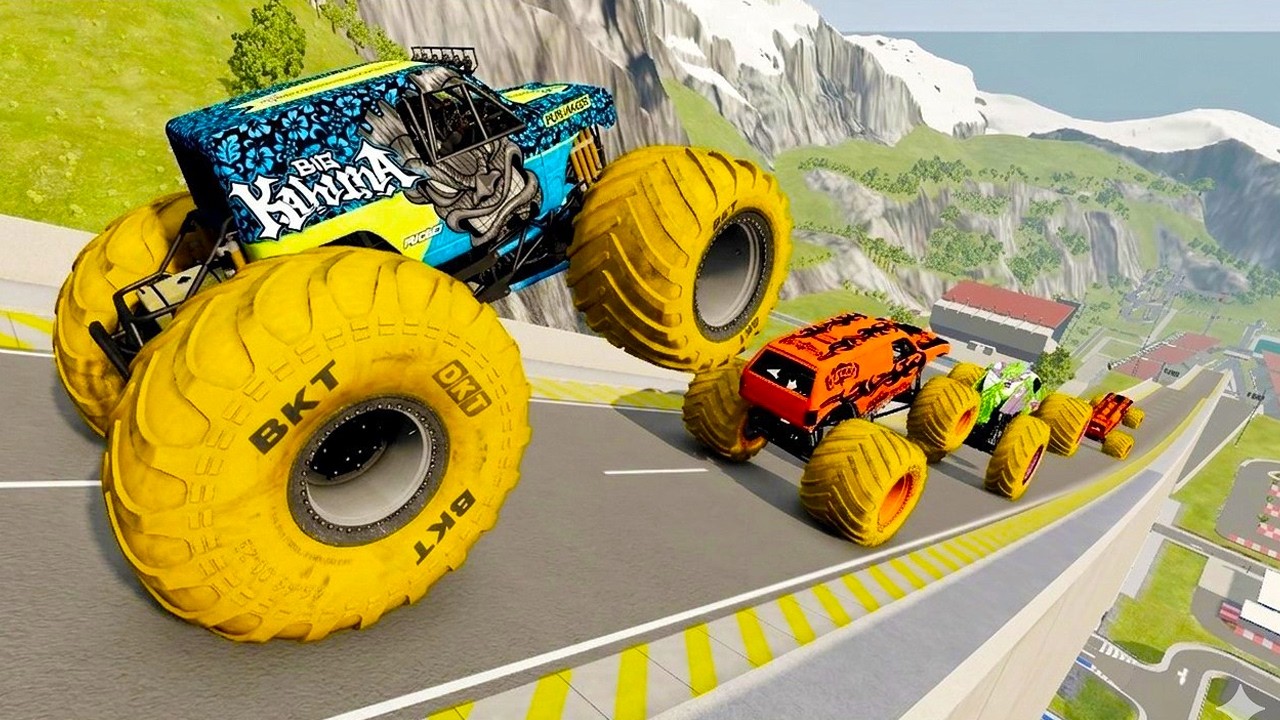 Epic High Speed monster trucks jumps stunts & crashes #030 | BeamNG Drive