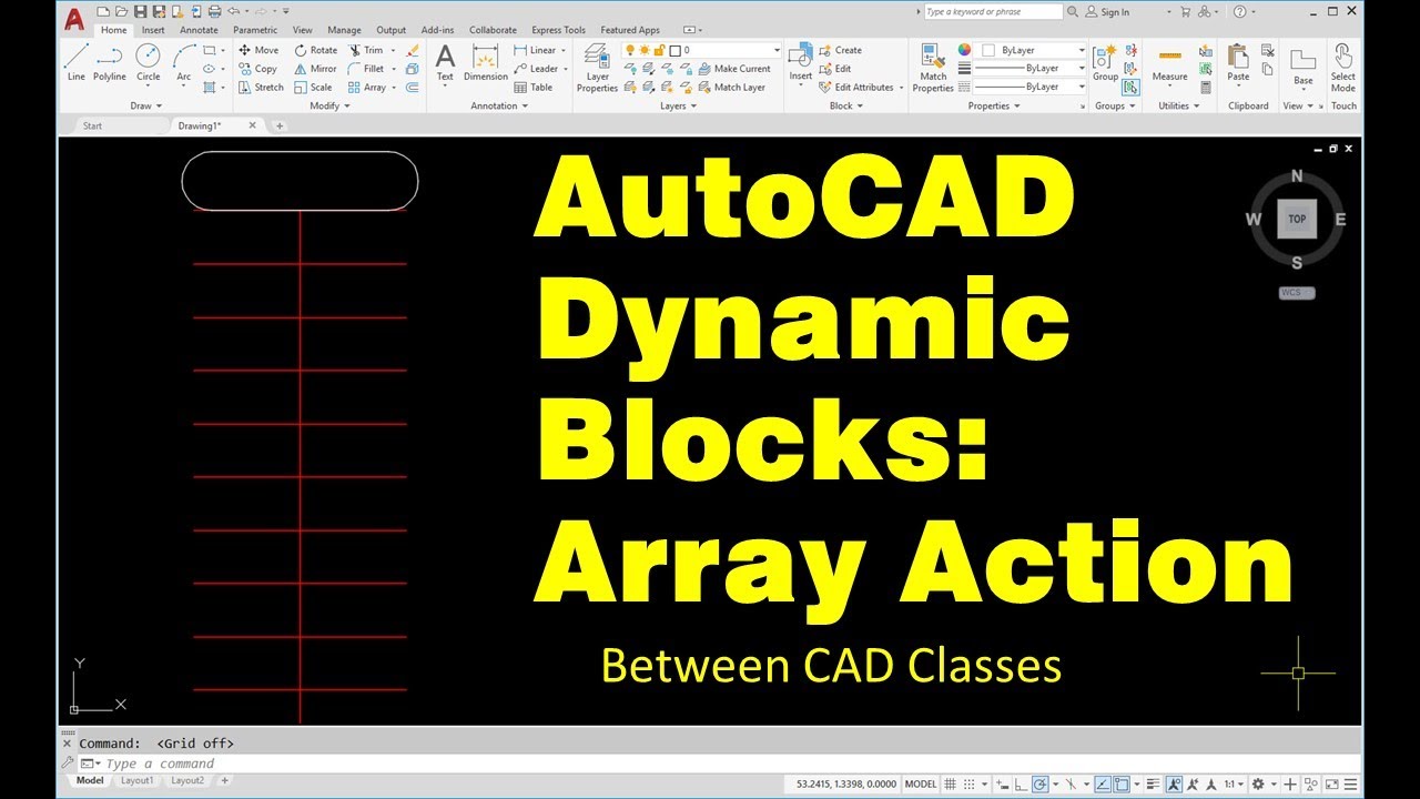 Учебное пособие по динамическим блокам AutoCAD: действие с массивом