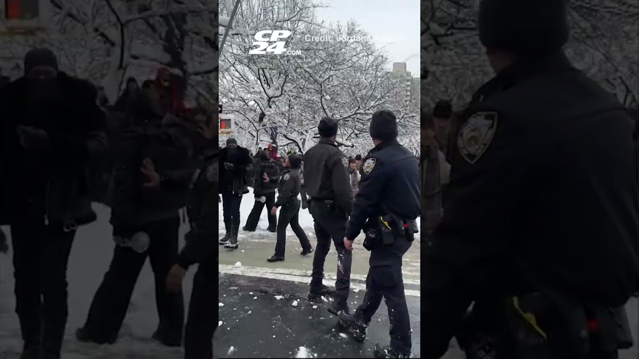 NYPD officers pelted with snowballs
