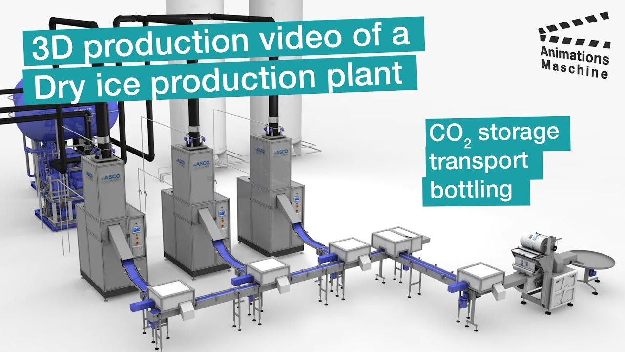 3D production video of a complex dry ice production plant