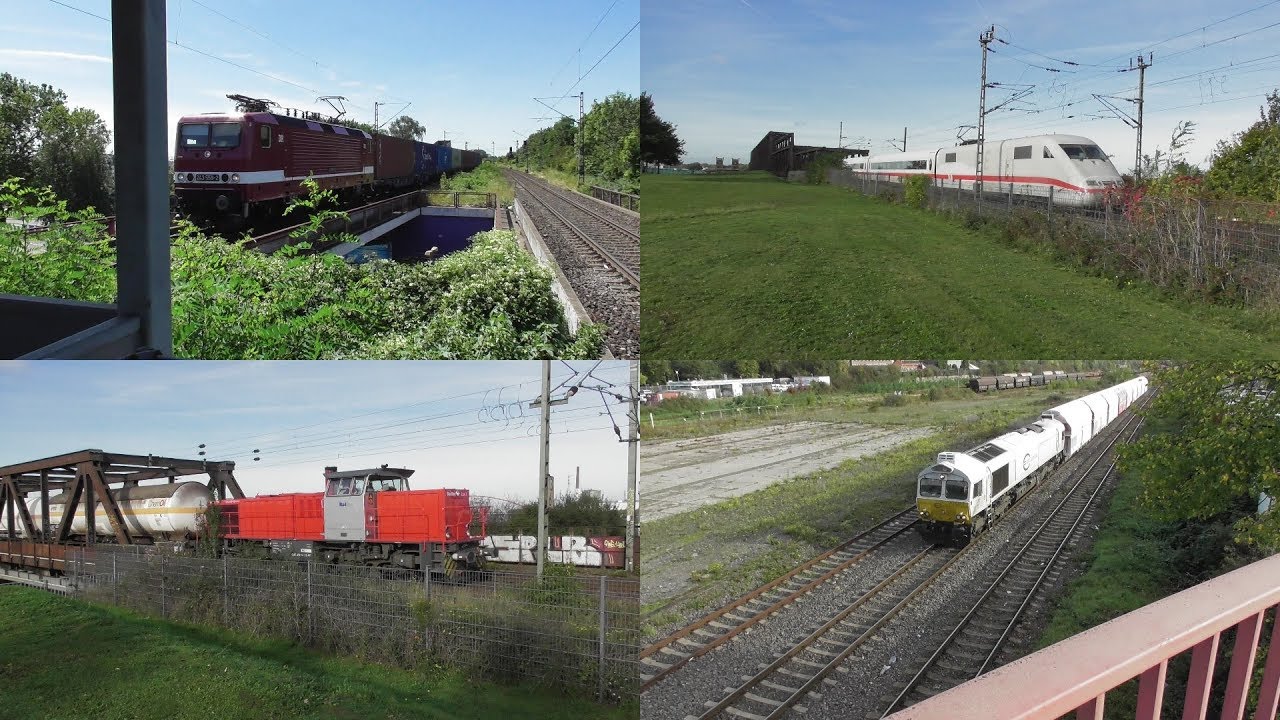 Bahnverkehr in Duisburg-Hochfeld Süd mit ICE, Br 243(Ost), Br 120, Br146+Dostos, Güterzügen .uvm