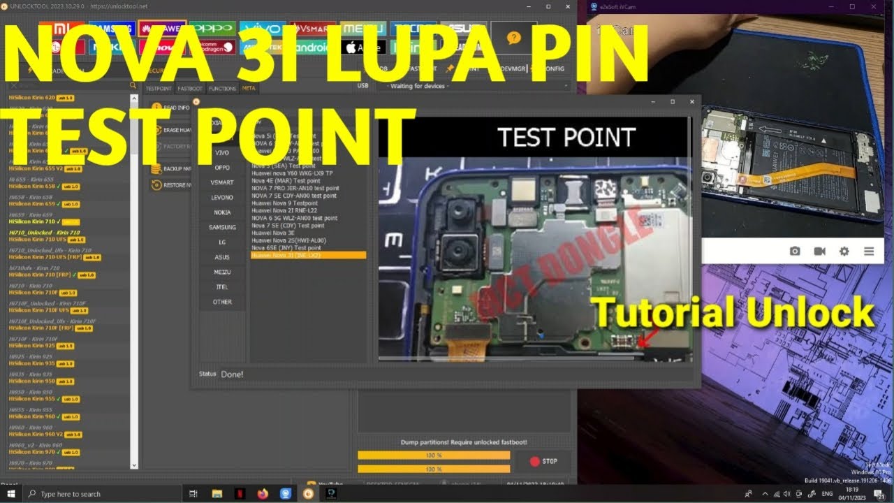HUAWEI NOVA 3I LUPA PIN VIA UNLOCKTOOL#unlocktool #bypass_frp