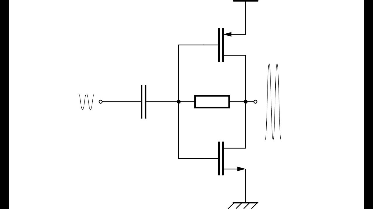 Self-biased inverter based amplifier. Single stage.