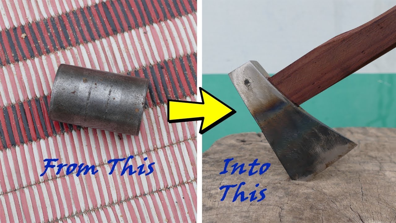 Turning A Solid Gudgeon Pin Into An Axe: របៀបធ្វើពូថៅពីអ័ក្សយ៉េនម៉ូតូ