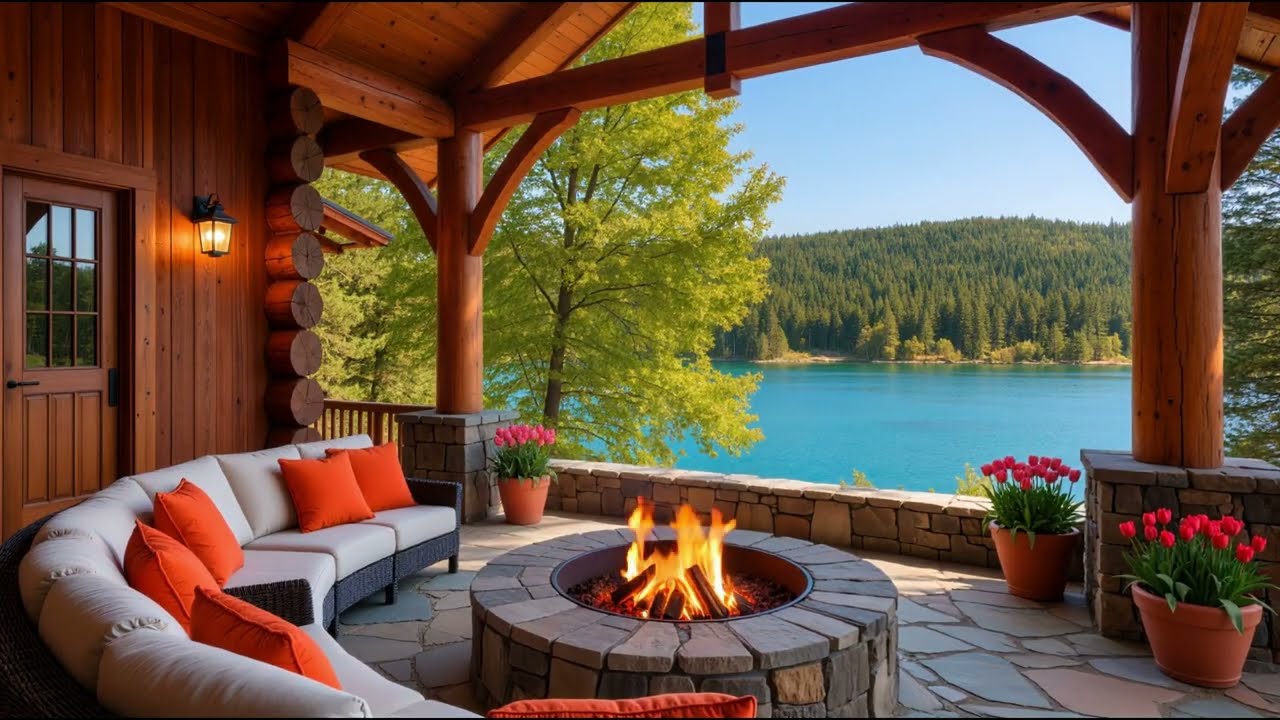 Cozy Log fire Cabin Crackling Relaxing Sleep Meditation Chill Spring Calming