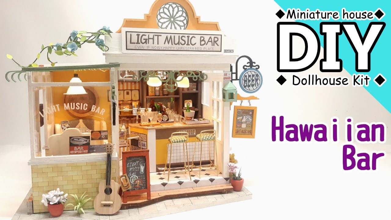 DIY Miniature Dollhouse Kit ALOHA　ミニチュア ドールハウス キット　Rolife「ハワイのバー」を作ってみた