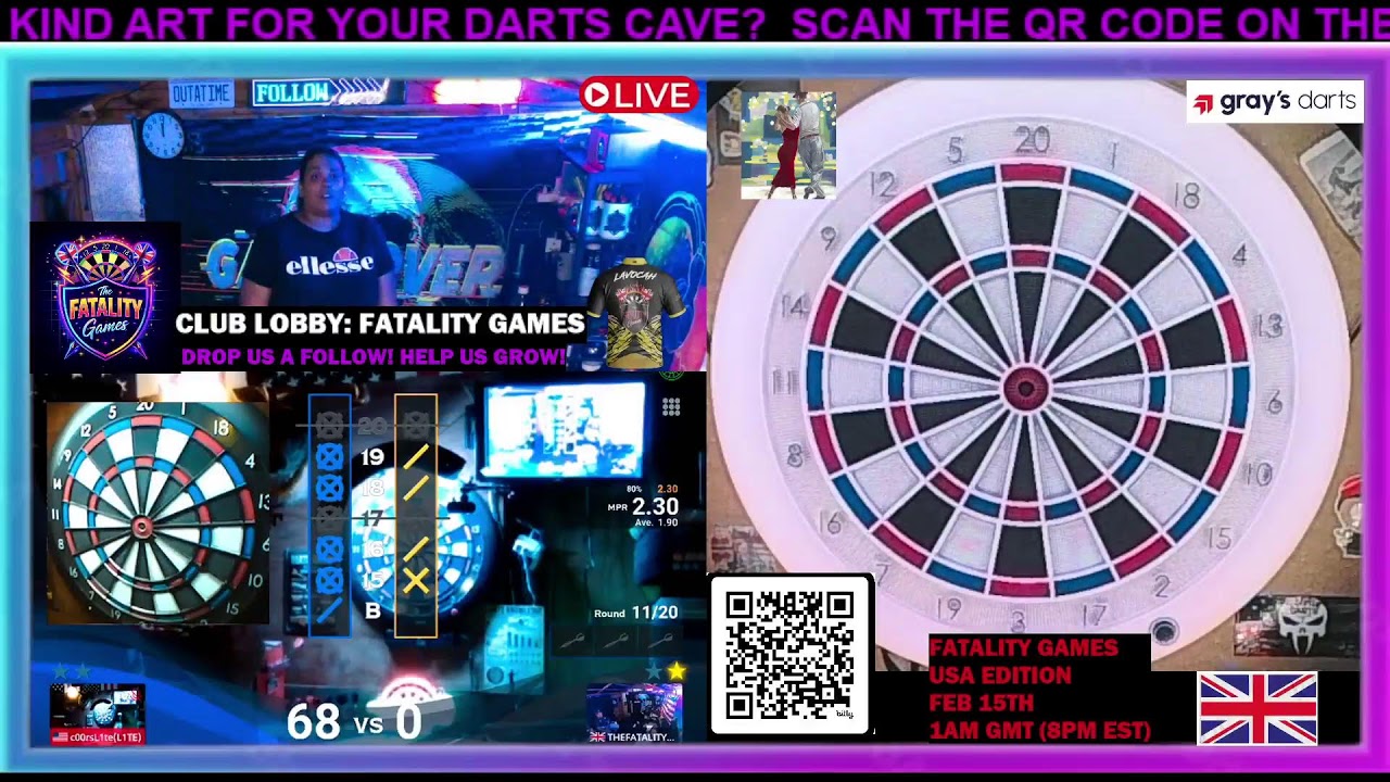 THE FATALITY GAMES: LIVE DARTS STREAM...CHALLENGE US!