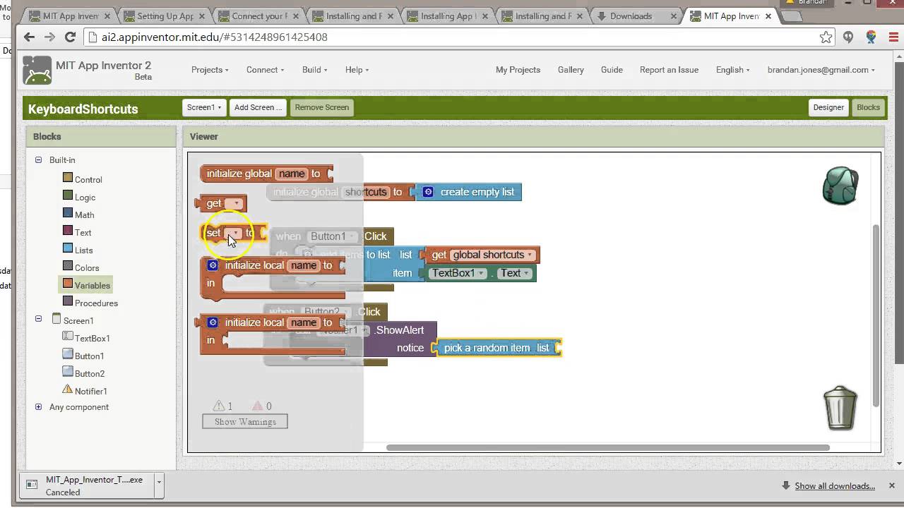 Create a List and initialize global variables in AppInventor
