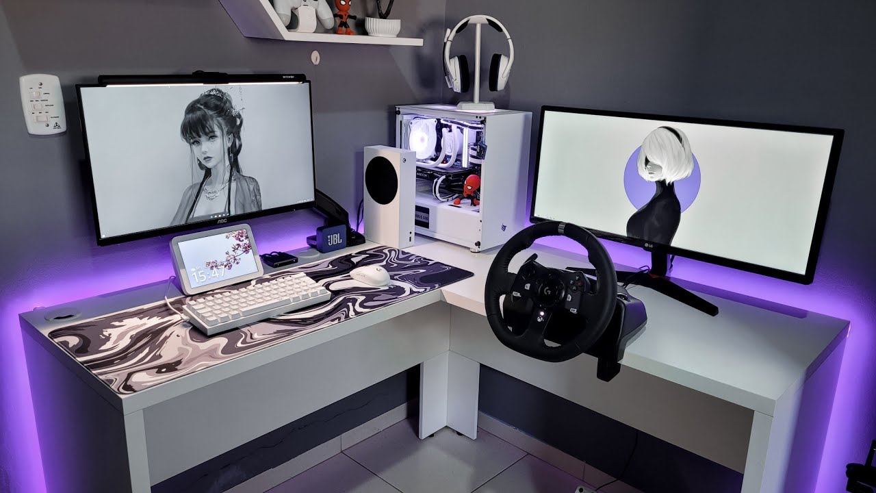 MEU SETUP GAMER BRANCO ATUALIZADO - COM ULTRAWIDE E VOLANTE! - Agosto/2022