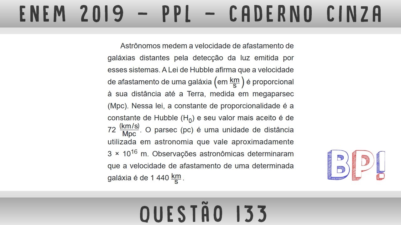 #EnemPPL2019 — Caderno cinza, questão 133 (Mecânica)