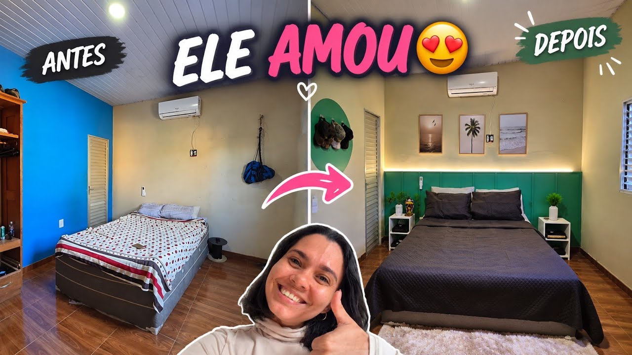 TRANSFORMEI O QUARTO DO MEU PAI GASTANDO POUCO E COM ITENS DA SHOPPE 