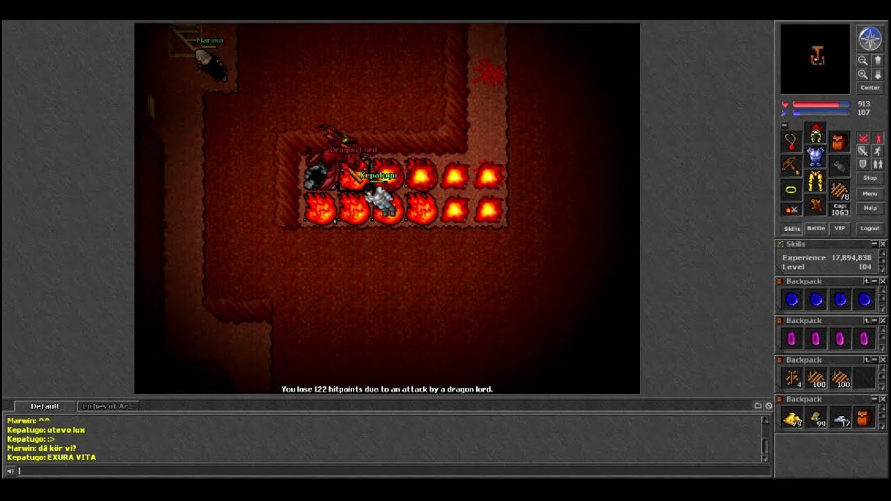 Old Tibia 7.11 - FIRST TIBICAM VIDEO EVER RECORDED - Kepatugo (Lunara 2003)