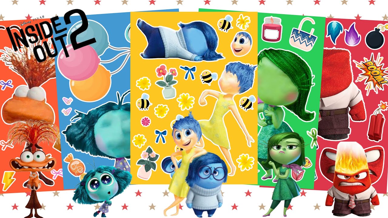 Inside Out 2 Sticker Book 🌈 인사이드 아웃 2 스티커북 joy, Disgust, Envy, sadnees, Anxiety #asmr #paperdiy