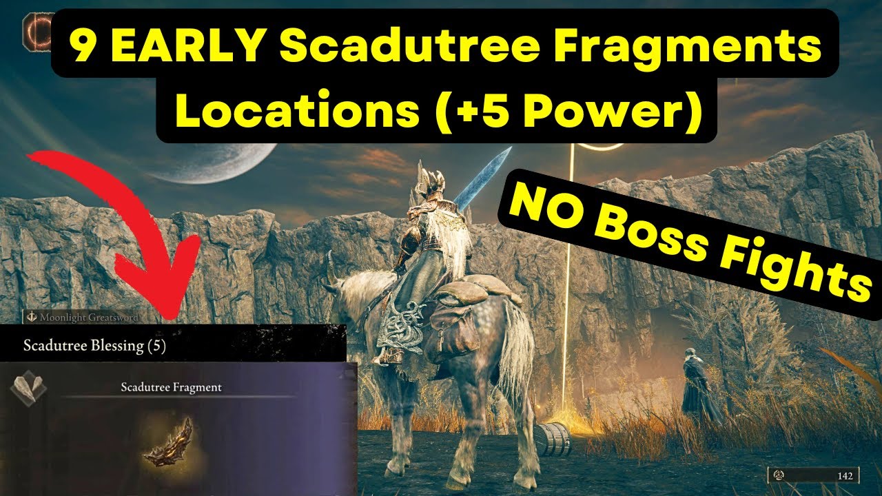 ALL 9 Early Scadutree Fragment Locations for +5 Power WITHOUT Fighting Any Bosses | Elden Ring |