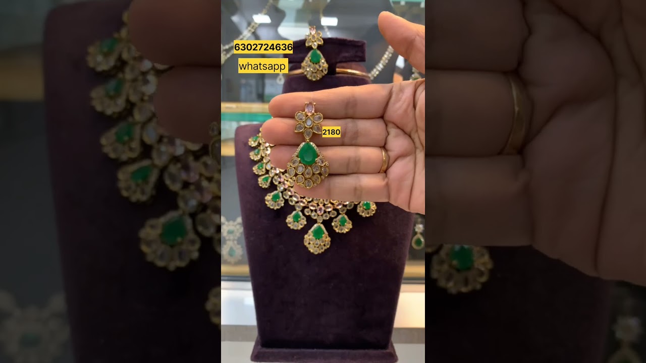 #greenstone#wedingcollection#attractivejewellery #necklace#uncutdiamonds #hugecollection#onlineshop