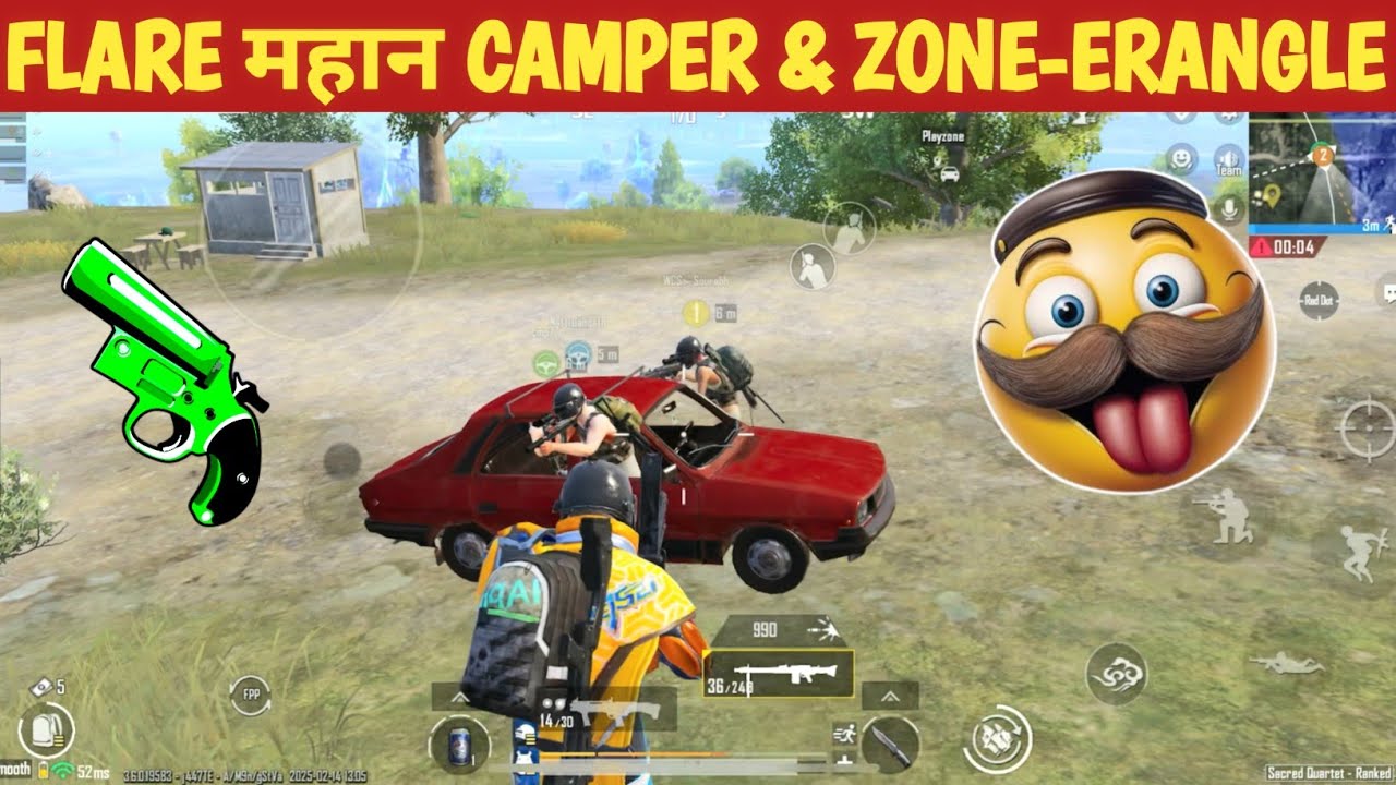 FLARE GUN LAST ZONE AND CAMPER BAWAL ERANGEL comedy|BGMI video online gameplay MOMENT CARTOON FREAK