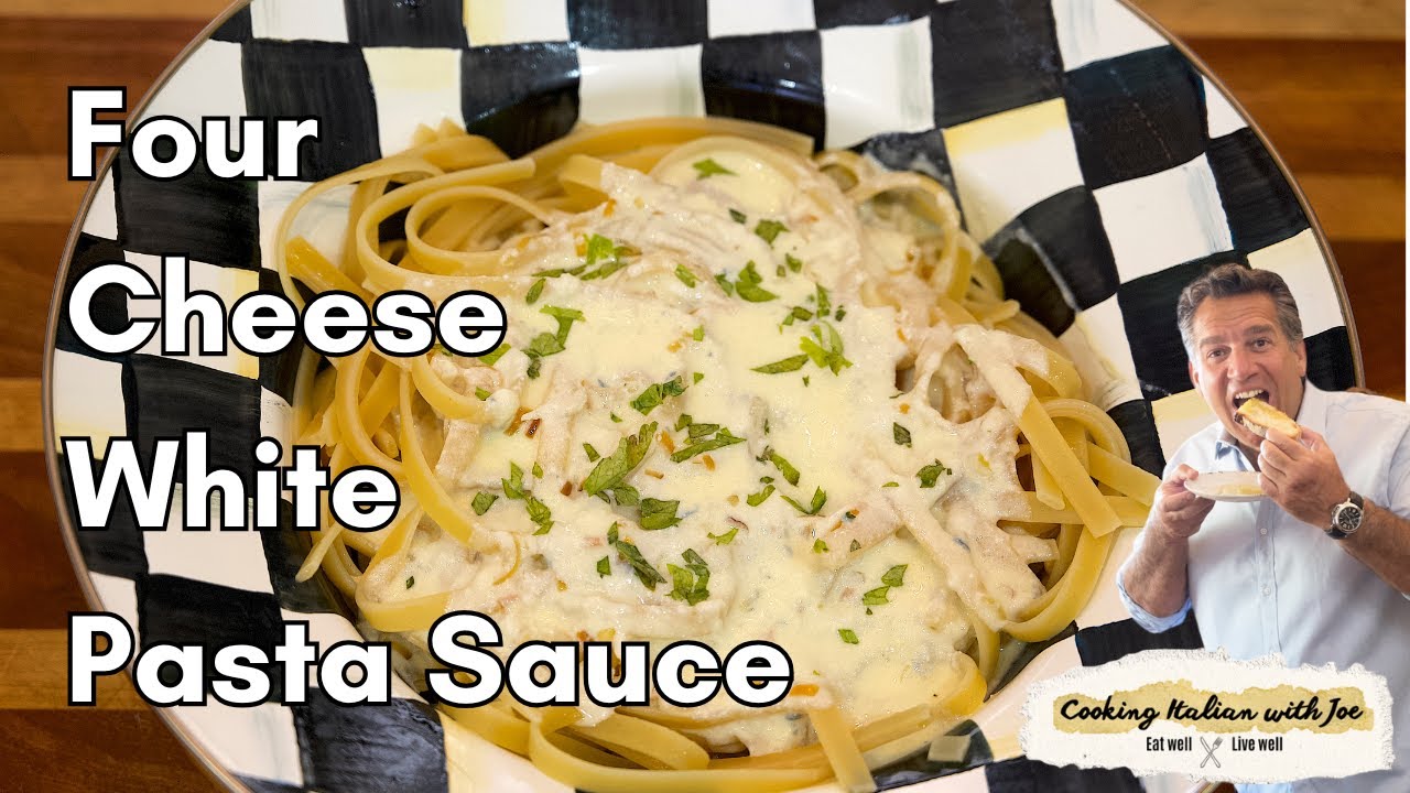 Four Cheese White Pasta Sauce with Fettuccine Pasta Cooking Italian with Joe