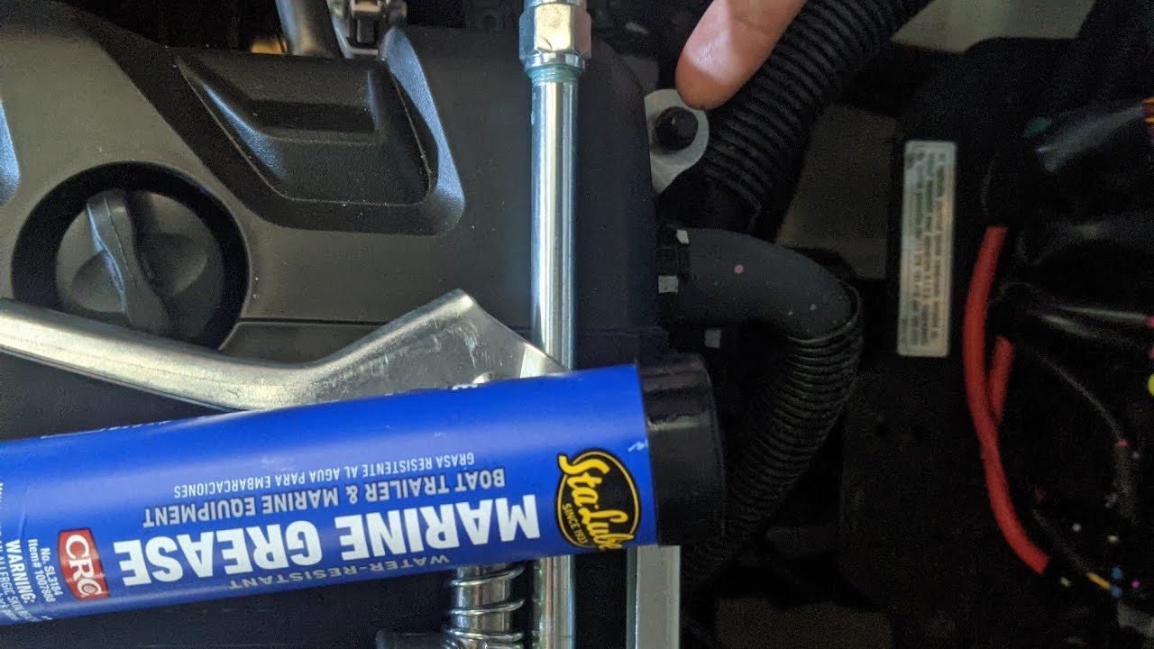 Greasing the Intermediate Housing Bearing on a 2021 Yamaha AR195 Jetboat With Mini Grease Gun