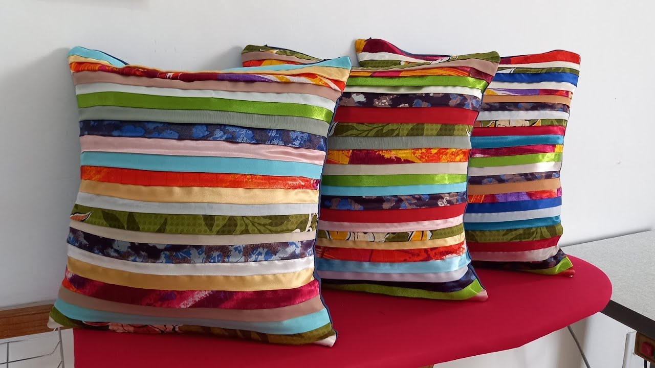 Capa de Almofada de Retalhos #costuracriativa #patchwork #artesanato