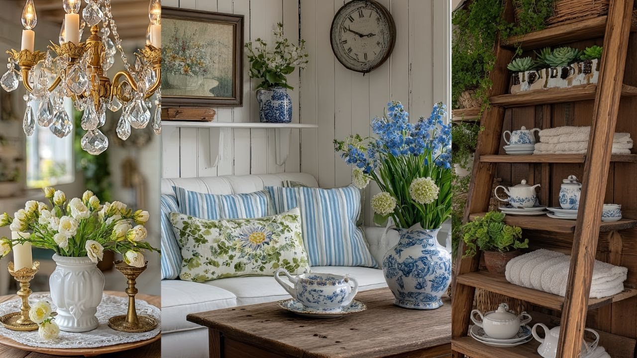 Grandma's Charming Antique Blue Cottage tour | Sweet Vintage and Shabby Chic Floral Home Decor