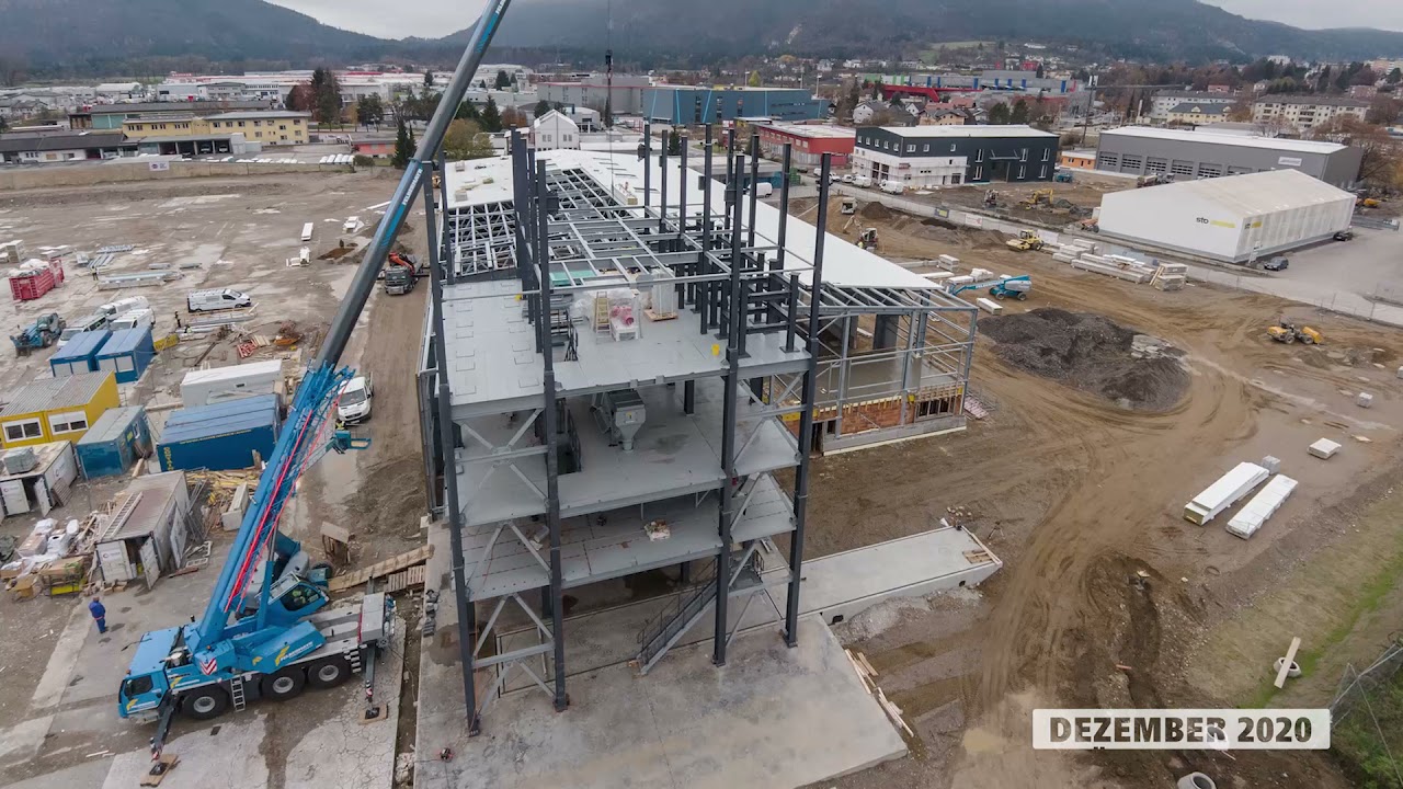 Bau der Produktionsanlage in Villach im Zeitraffer: 1 Jahr in 3 Minuten