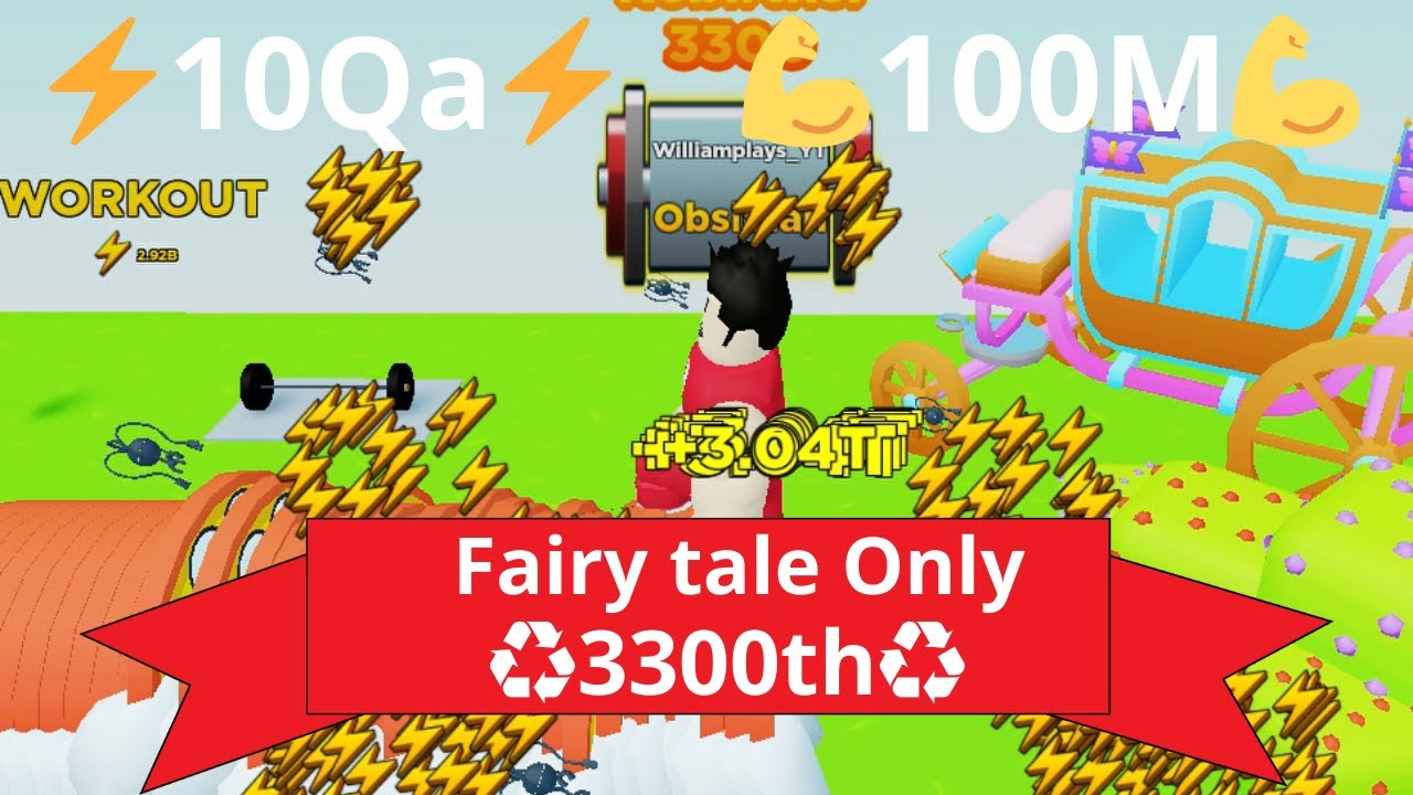 3300th Rebirth and 100M Strength in Fairy Tale Only - Strongman Simulator
