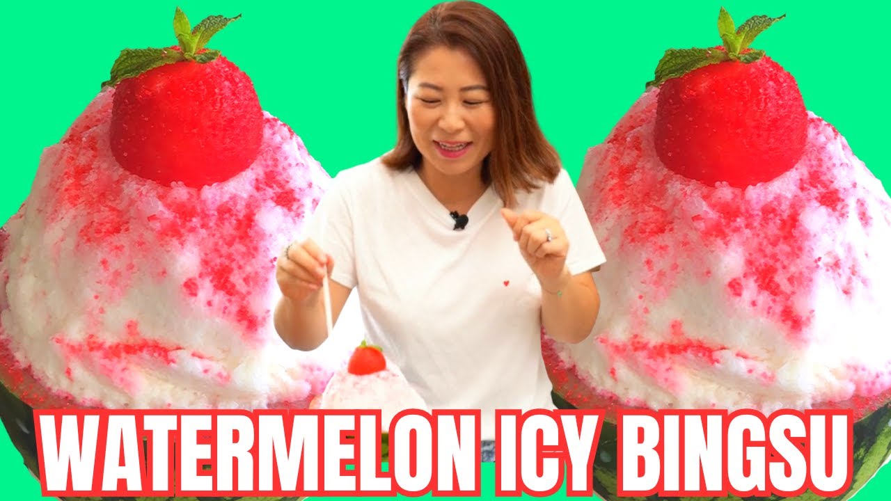 How to Make Shaved Ice (Bingsu) with NO MACHINE: Korean 🍉 Watermelon Bingsu 빙수기 없이 수박빙수 만들기