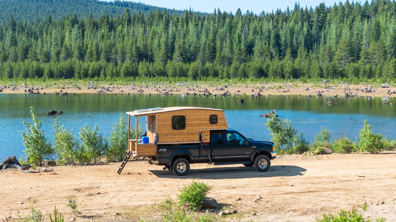 Lakeside Camping in my Hand-Built Truck Cabin