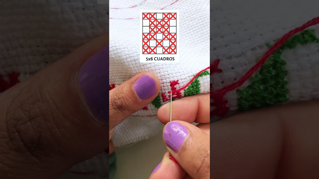 Bordado nahua paso a paso 5x6 cuadritos