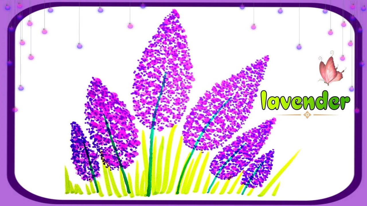Lavender Flower Drawing for Beginners | Pinky Drawing Official
