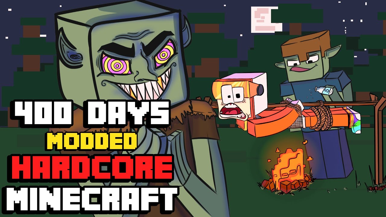 I Survived Hardcore Modded Minecraft For 400 Days using the largest modpack possible