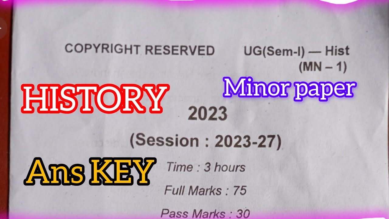Minor History answer key .. 2023-27  UG semester 1