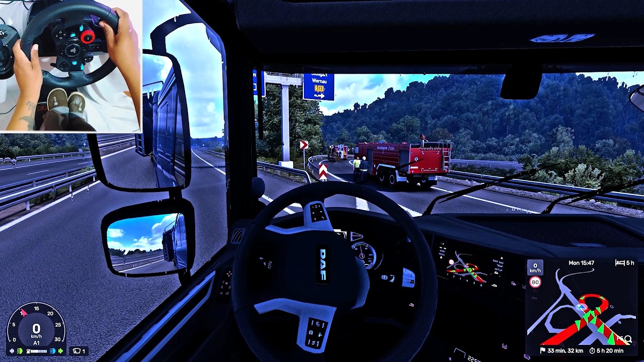 Realistic Highway Driving in Euro Truck Simulator 2 - Logitech g29