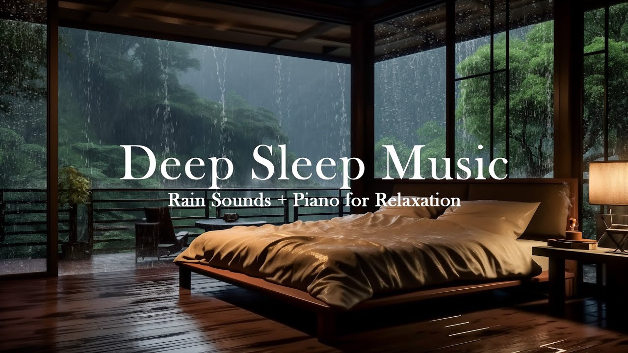 Rain Sounds for Sleep & Stress Relief — Peaceful Piano Music in a Warm Bedroom