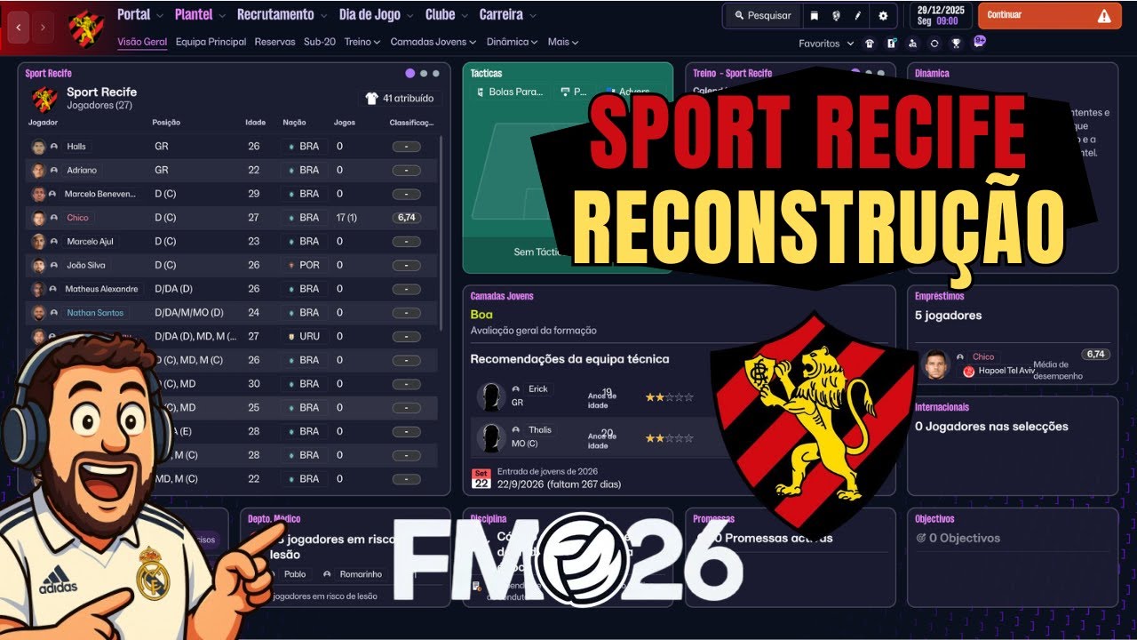 [PT-BR] - Mais uma chance no FM26 Sport Recife Reconstrução - !Pix