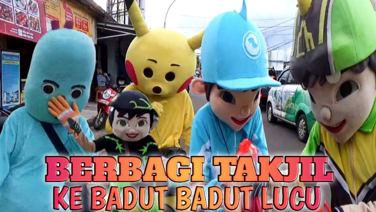BERBAGI TAKJIL KE BADUT BADUT LUCU 🎉 KETEMU TIGA BADUT BOBOIBOY😱