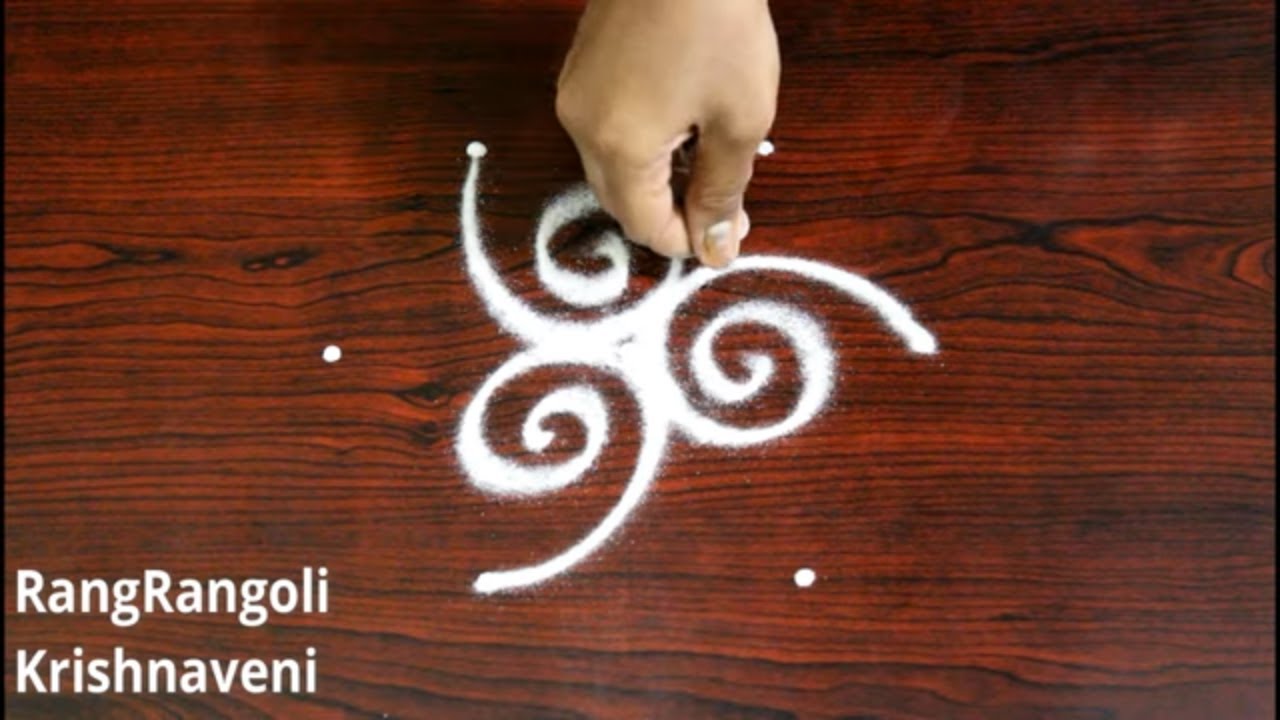 3*2 dots Creative peacock Rangoli |  Small Muggulu | Easy Daily Kolams | RangRangoli Krishnaveni