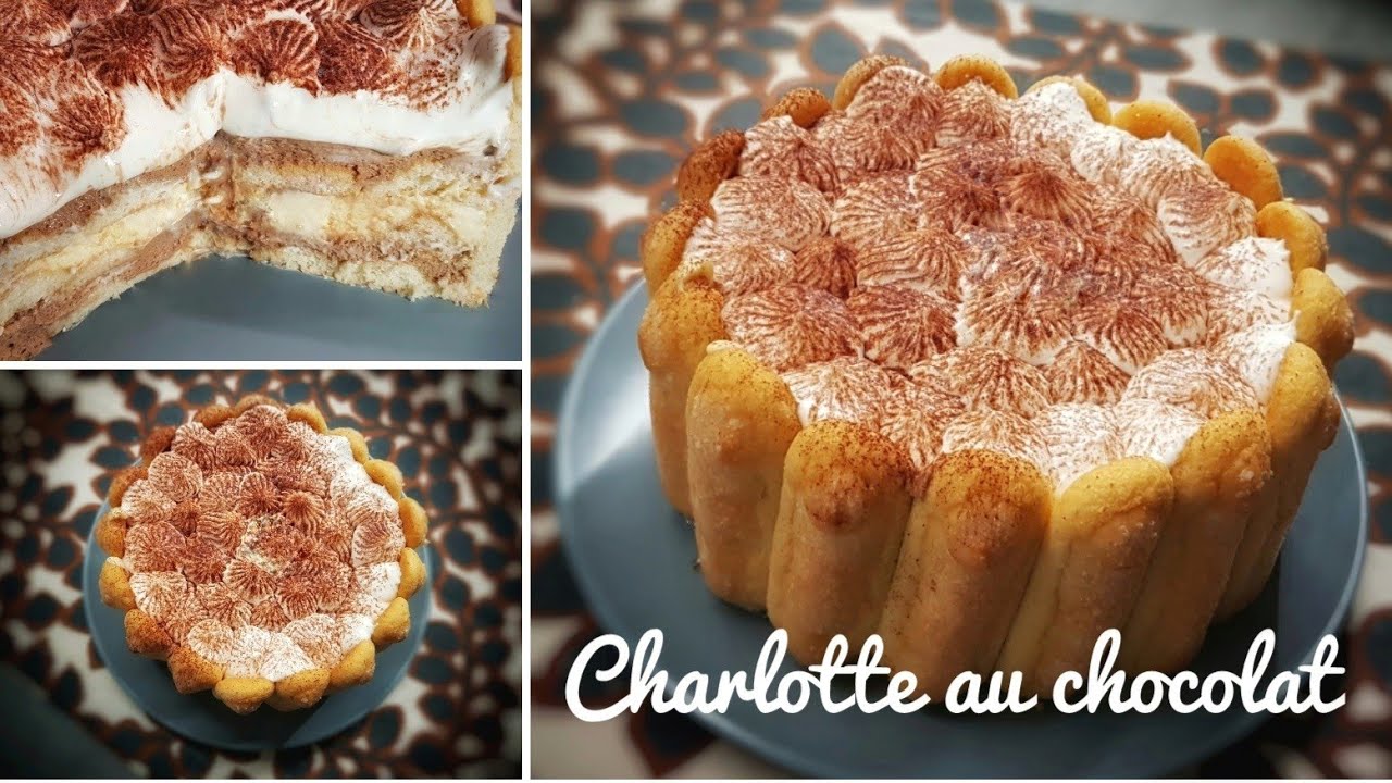 🍫Charlotte au Chocolat au Lait et Chocolat Blanc dessert facile rapide