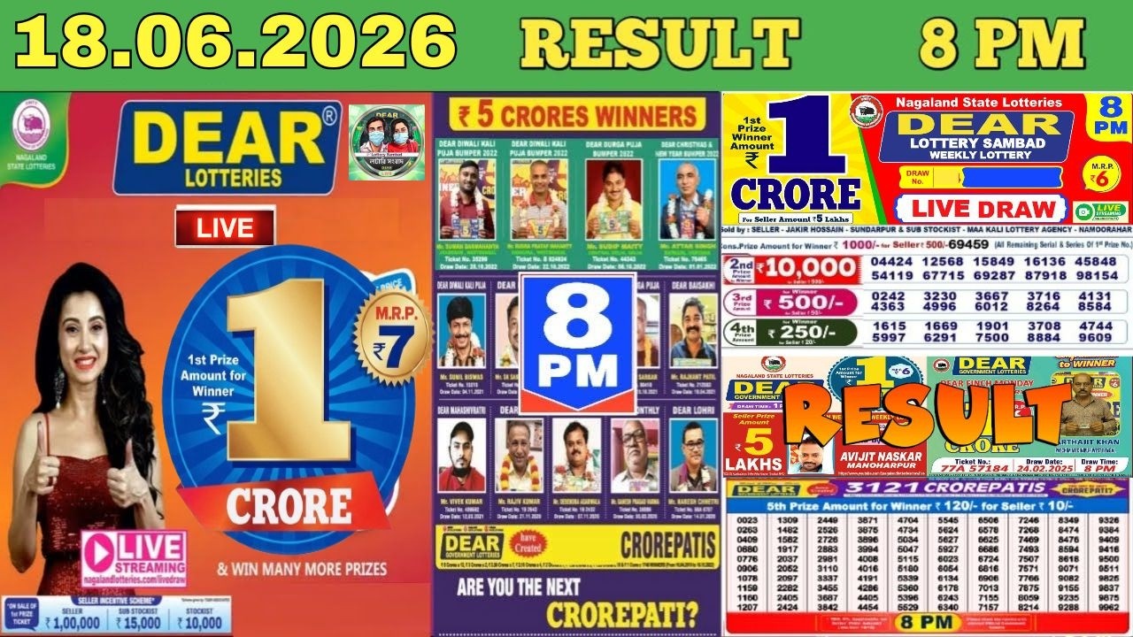 [LIVE] Lottery 8:00 PM Dear Nagaland state lottery live draw result 18.06.2026 | Lottery live