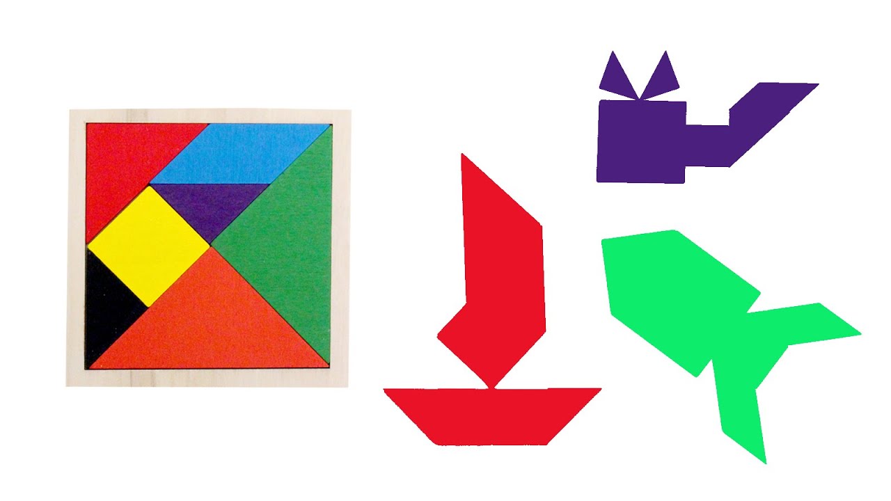 Tangram Puzzle transport: rocket helicopter boat