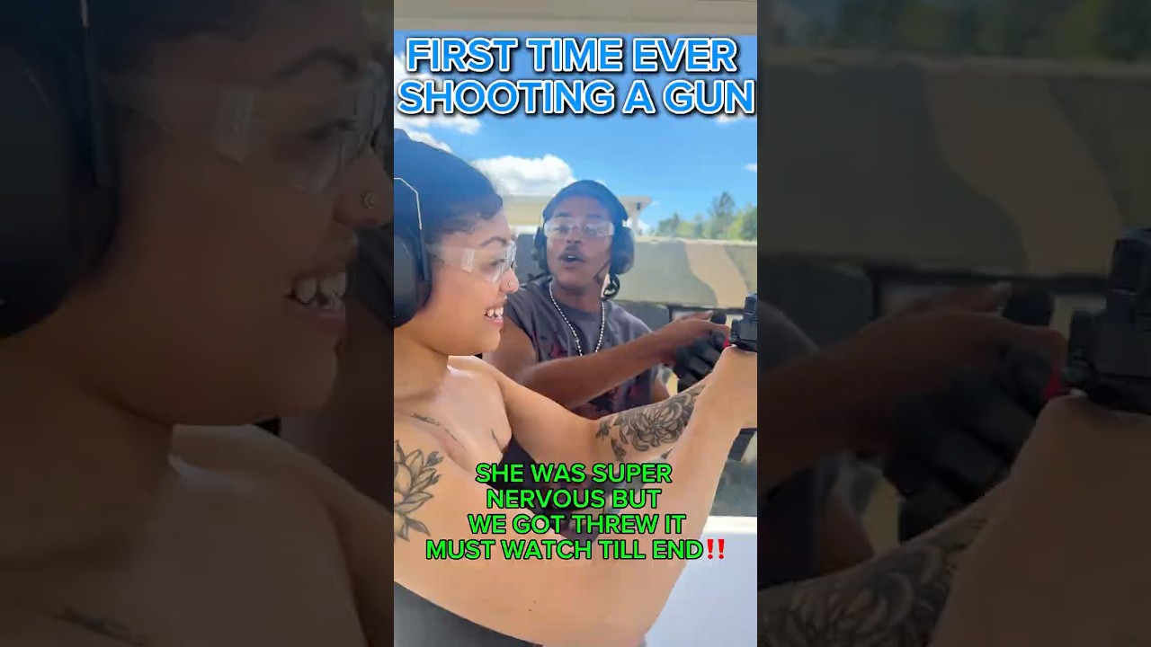 First Time Ever Shooting a Gun&mdash;She Was Nervous, But Conquered It! #firstvlog