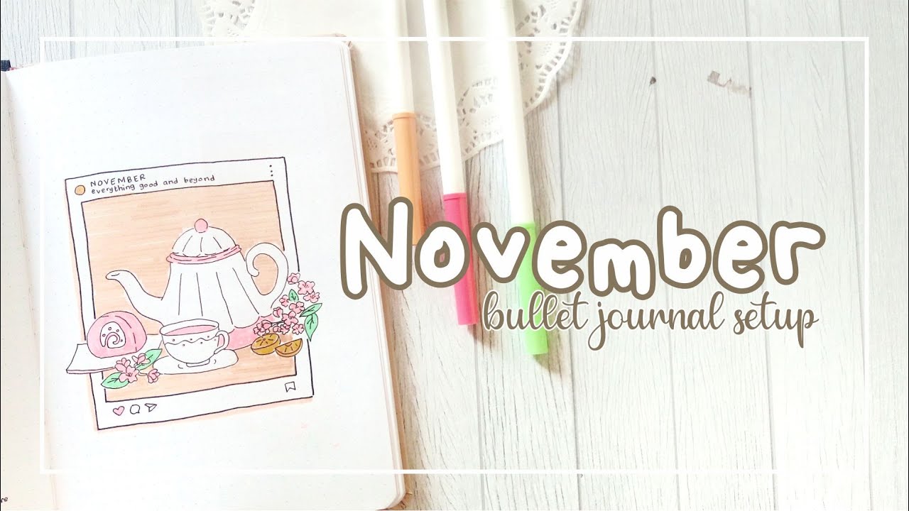 November 2021 Bullet Journal Setup | PLAN WITH ME | Instagram Tea Party Theme 🍵🌿