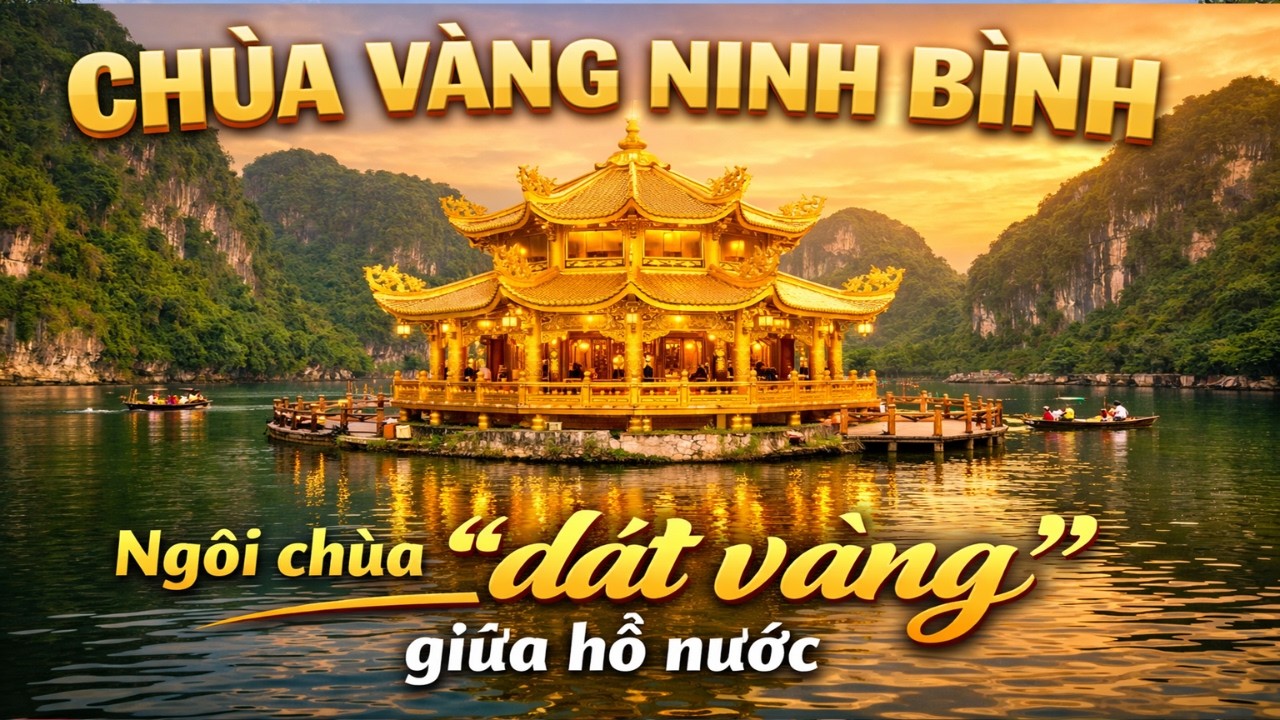 Chùa Vàng Ninh Bình – Ngôi chùa “dát vàng” giữa mặt hồ khiến ai cũng ngỡ ngàng