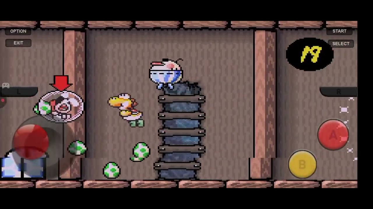 derrotando el primer jefe en Yoshi island (a pesar de que está bugueado y pixeleado)