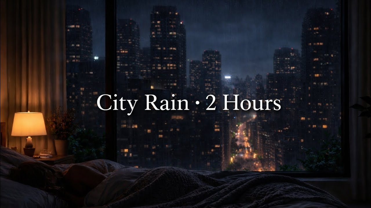 Rain on City Window at Night 🌧️ 2 Hours for Deep Sleep & Relaxation (No Ads)