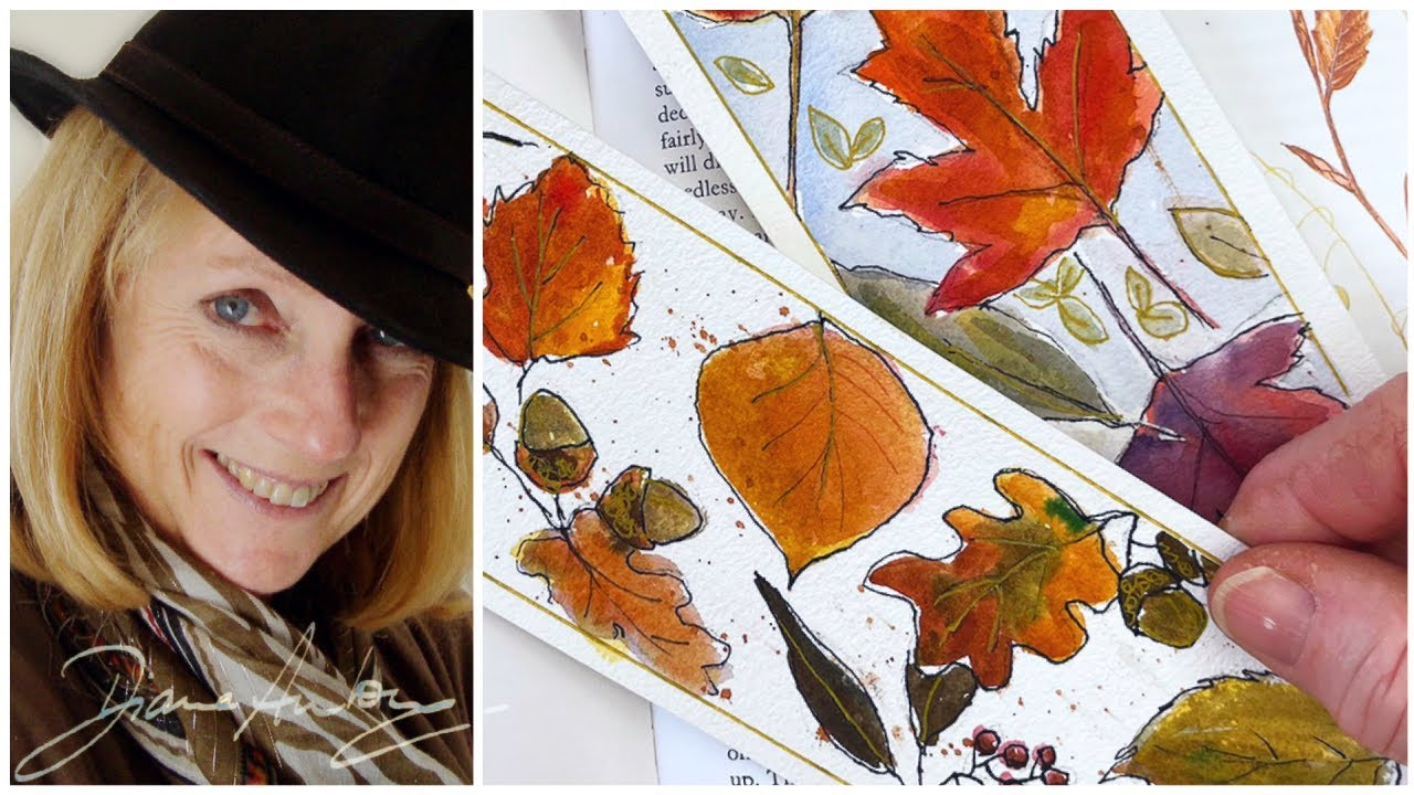 Easy Autumn Leaf Bookmarks in simple Watercolor - Cute Gift Idea - Beginners Step by Step Tutorial